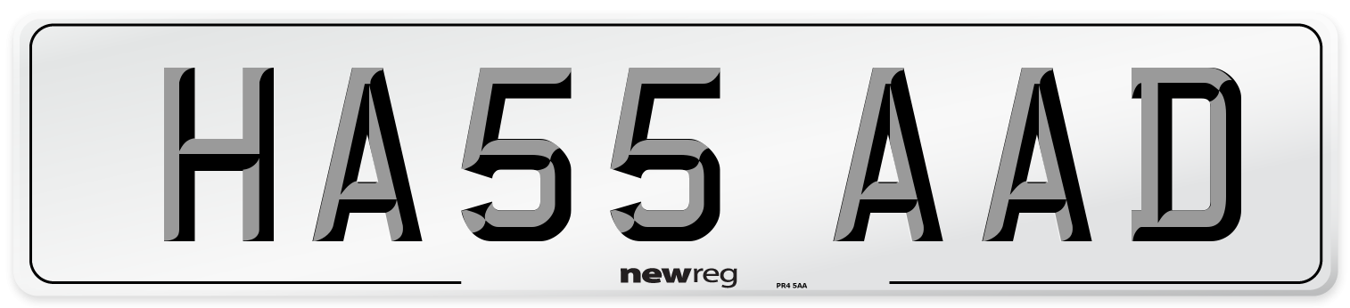 HA55 AAD Number Plate from New Reg